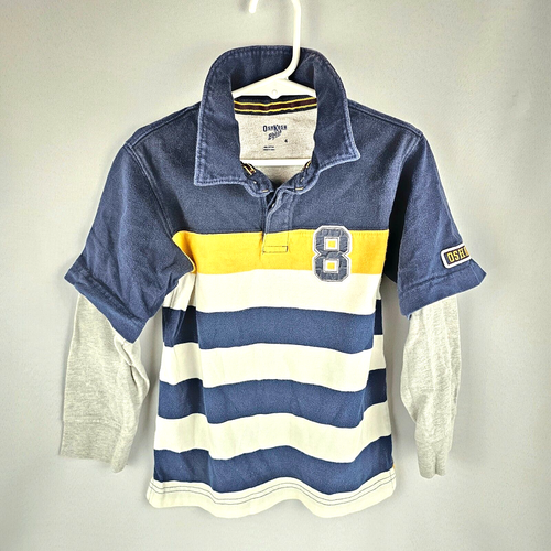 Vintage OshKosh B'gosh Kids Boys Casual Long Sleeve Polo Shirt Mutlicolor Size 4