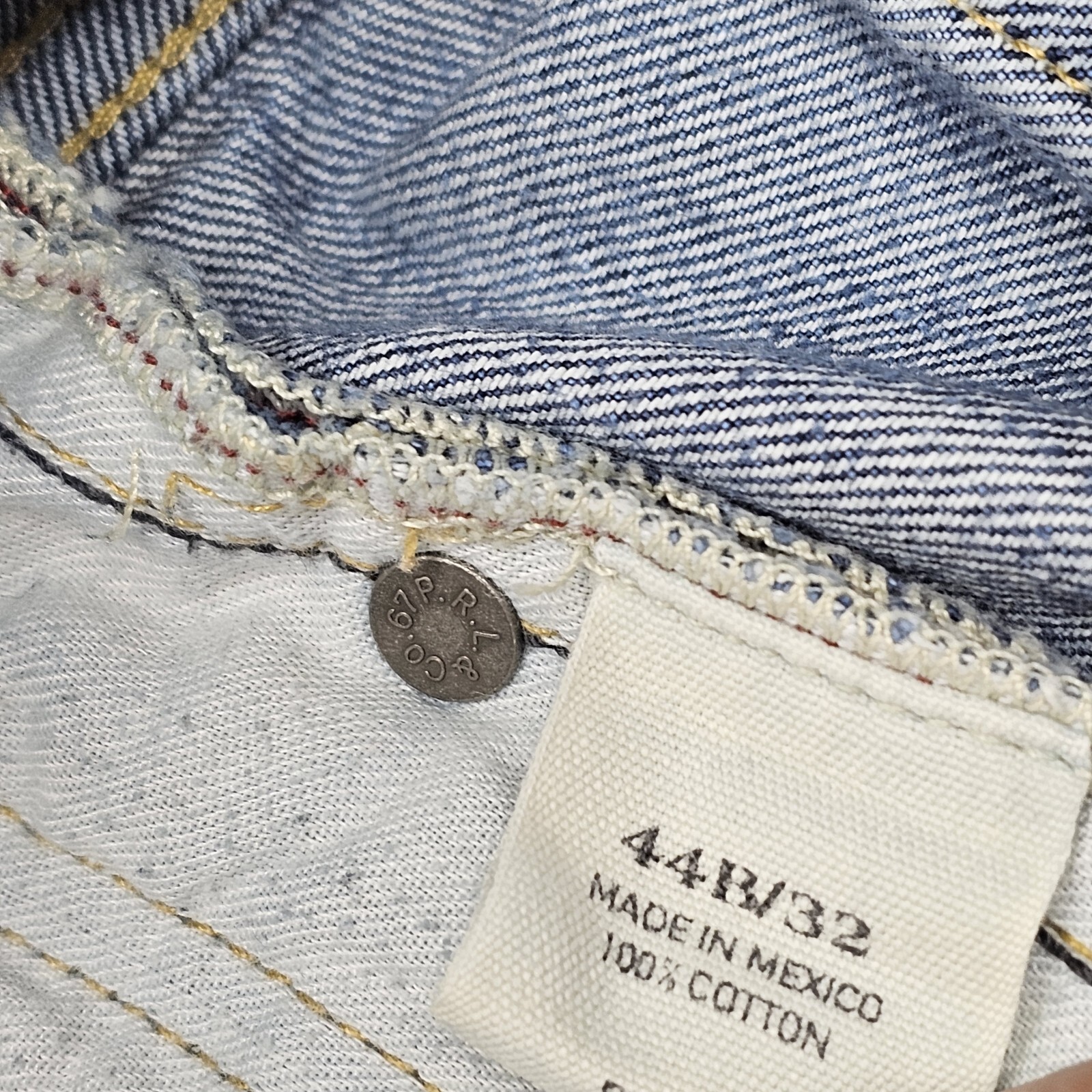 Vintage Polo By Ralph Lauren Mens Big Sz 44Bx32 Blue Denim Jeans High Rise thumbnail 4