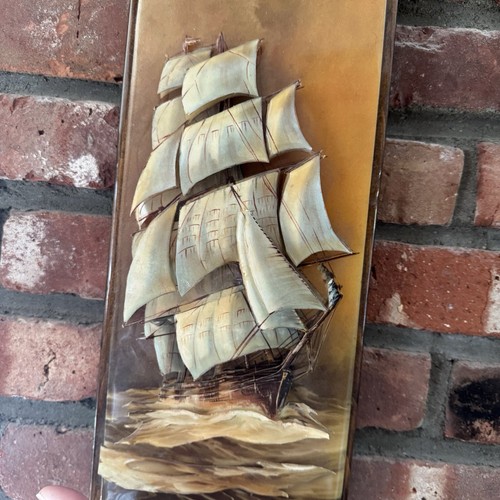 Antique Yacht Diorama Clipper Ship Half Hull Model Carved Maritime Nautical Sign - 第 2/22 張圖片
