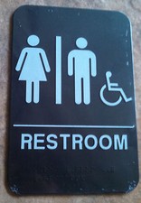 RESTROOM w/ Wheelchair Black Sign ADA Compliant Public Accommodation Facilities