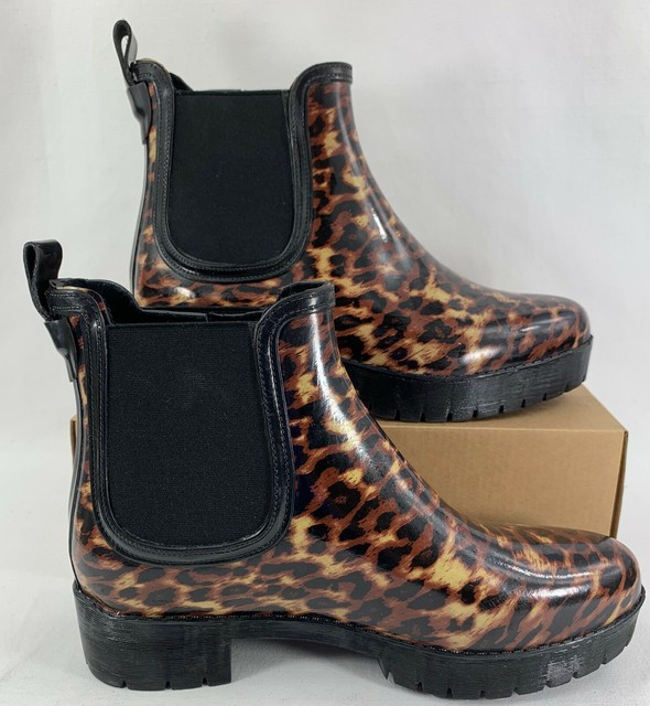 Jeffrey Campbell Women's Cloudy Waterproof Chelsea Rain Boots Leopard Size 9M | eBay