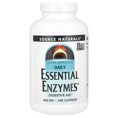 Source Naturals Daily Essential Enzymes 500 mg 240 Capsules Dairy-Free,