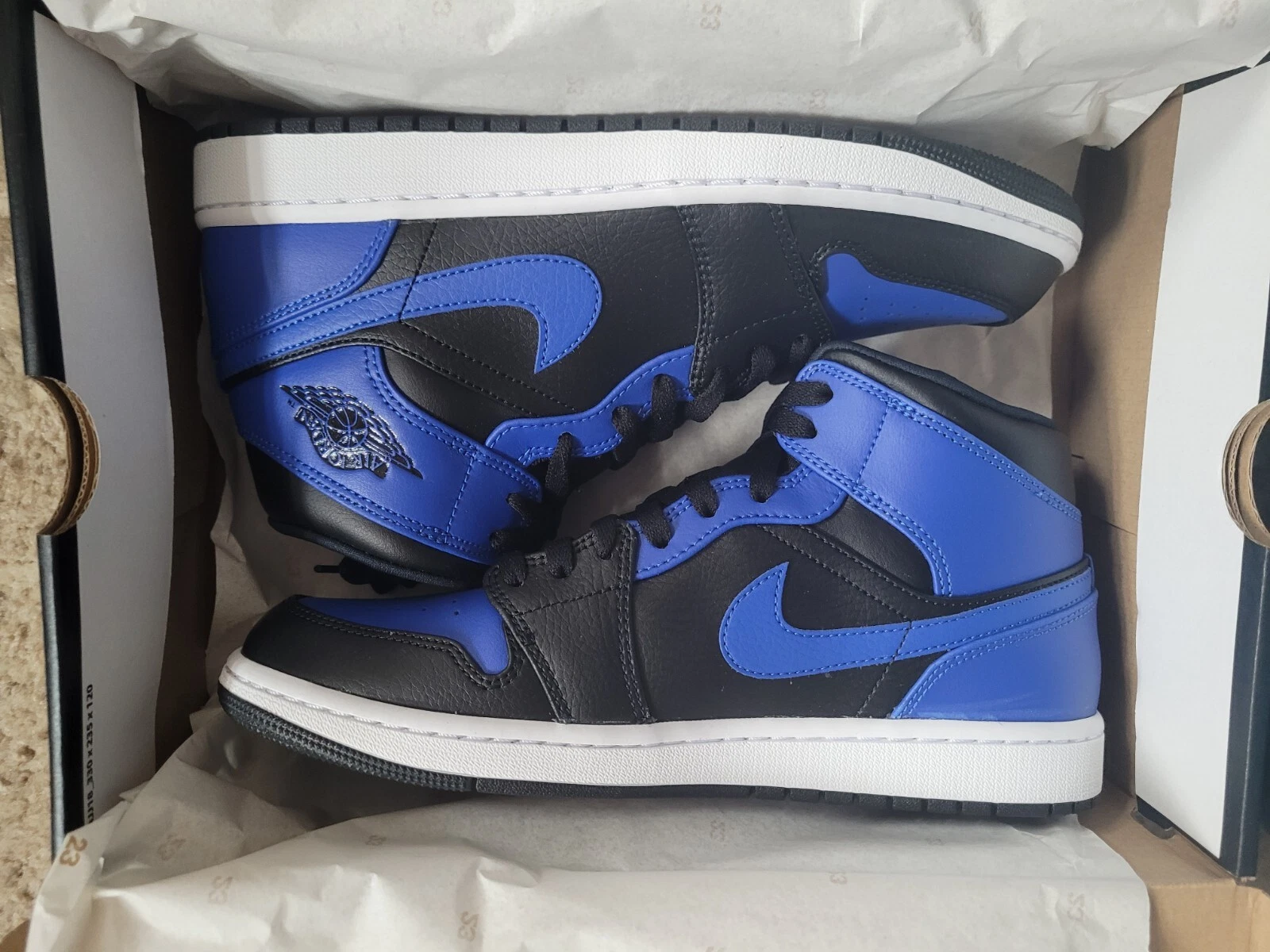 Nike Jordan 1 Mid Blue Hyper Royal e nere taglia UK 8 5