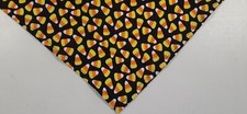 Dog Bandana, Scarf, Halloween, Black, Yellow, Orange, Candy Corn, S, M, L