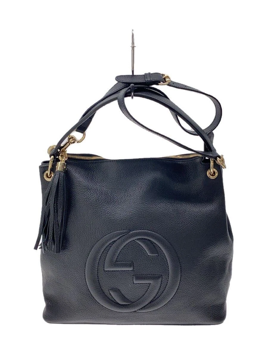 Sac fourre tout GUCCI épaule Soho imbriqué G cuir noir occasion