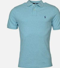 Polo Ralph Lauren Classic Fit Short Sleeve Mesh Polo Shirt, Blue Heather, Small