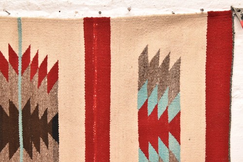Antico tappeto Navajo tessuto indiano nativi americani 38x20 tessuto vintage - Foto 12 di 13