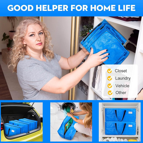 5 Pack Extra Large Heavy Duty Moving Bags with Zippers and Strong Handles, Reusa - Picture 7 of 12