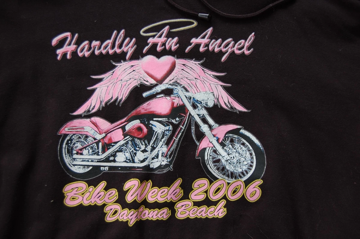 Bike Week 2006 Daytona Beach Hardly An Angel Black Hoodie Women s