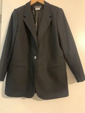 Sag Harbor Women  s Blazer Black 100 Pure New Wool Shoulder Pads No Pockets 12