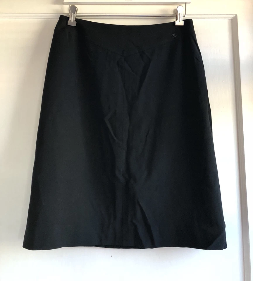 Vestido falda lápiz vintage Chanel 1999 99P mezcla lana seda negro talla 42