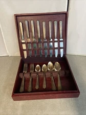 32 PC DS EPNS Plated FLATWARE BY DS DS20 CIRCA 1957 - 8 - 4 Pc Place Setting