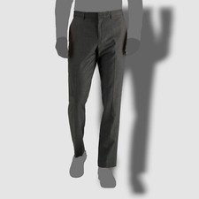  95 Perry Ellis Men's Gray Slim-Fit Stretch Trousers Dress Pants Size 34W 30L