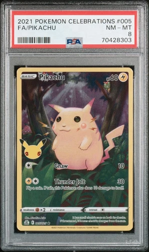 2021 Pokemon Celebrations Full Art Pikachu 005/025 PSA 8