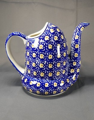 Great Polish Pottery Watering Can. Ceramika Artystyczna. Yellow Floral Pattern