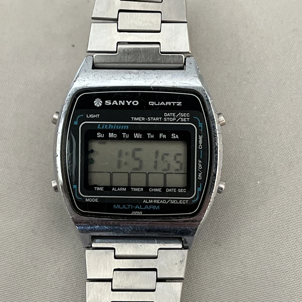 Reloj Digital Multialarma Cuarzo Sanyo Vintage Batería Nueva Movimiento Japón Foto 2 de 4