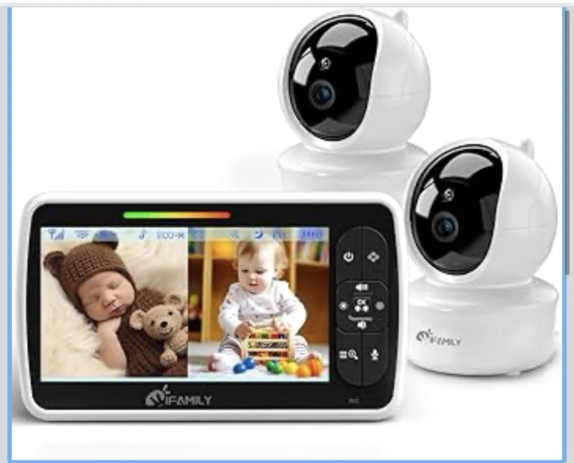 iFamily Monitor de bebé de pantalla dividida, monitor de bebé de video de pant