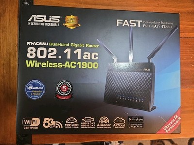 ASUS RT-AC68U Wi-Fi 802.11ac Ethernet Wireless Router AC-1900. NOB 