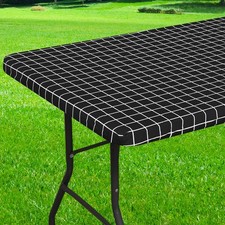 Rectangle Vinyl Table Cloth 30x72, Waterproof Elastic Fitted Tablecloth with ...