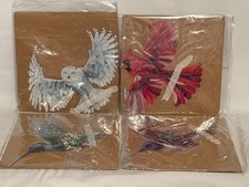Acrylic stained hanging sun-catchers Cardinal Hummingbirds Owl 4 total