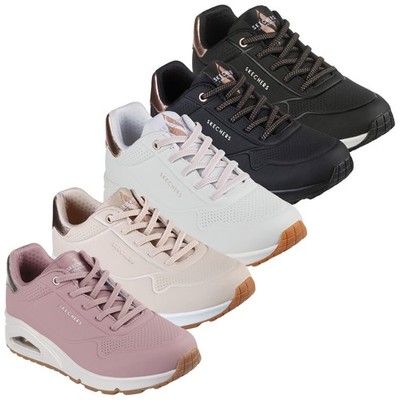 Skechers Damen Uno Shimmer Away Sneaker Memory Foam Schuhe Skech-Air Keilabsatz