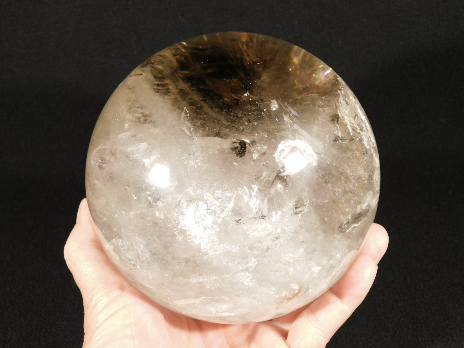 BIG! Smoky Quartz Crystal BALL or Quartz SPHERE With Rainbows Neat! 4373gr