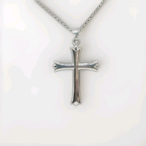 925 Sterling Silber Gothic Kreuz Anhänger Halskette 18" Kabel Kette Religiös Geschenk