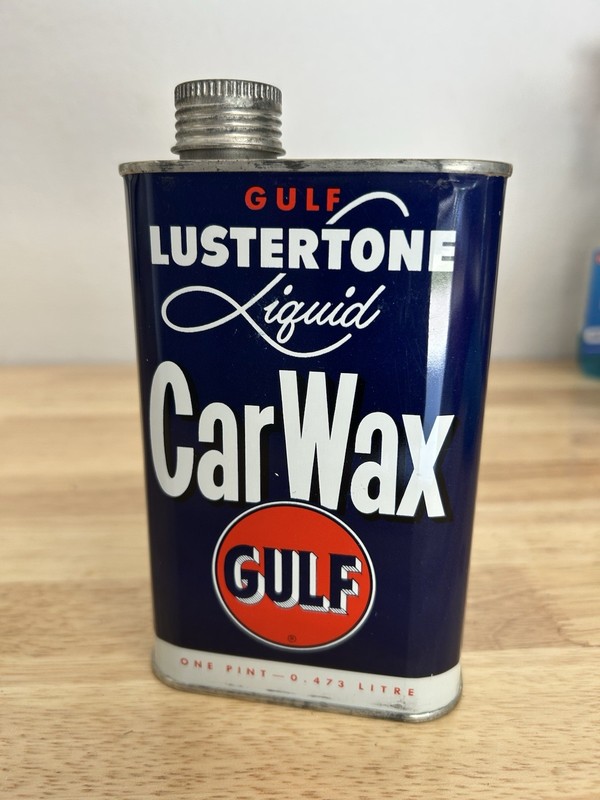 1950s GULF Lustertone Wax 1 Qt Tin Can. Super Nice ! Scarce