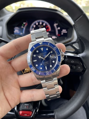 SEDARO Diver Watch NH35 Automatic Blue Dial Sapphire Crystal Steel 41mm