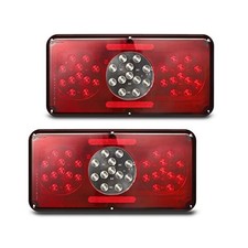 Partsam 2Pcs Rectangle LED Trailer Camper RV Triple Tail Lights Stop Turn Tai...
