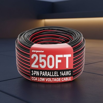 Flexible Red Black Electrical Wire 14 AWG, 250FT - Ideal for LED Lighting Strips