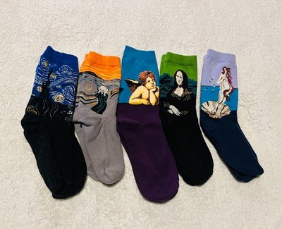 5 Socken Künstler Der Schrei Mitternachtshimmel van Gogh Leonardo da Vinci uvm.