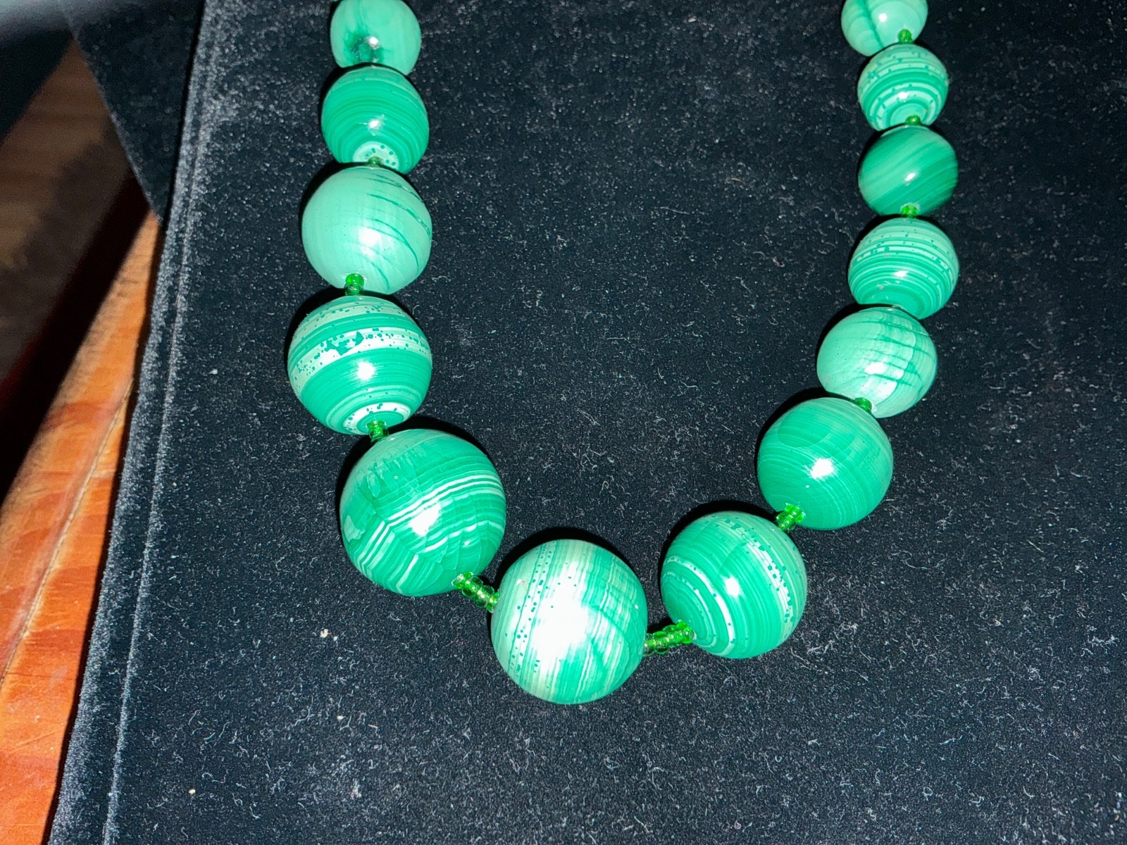 Malachite Gemstone Statement Strand Necklace - image 11