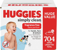 Huggies Simply Clean Unscented Baby Diaper Wipes, 11 Flip-Top Packs 704 Wipes T