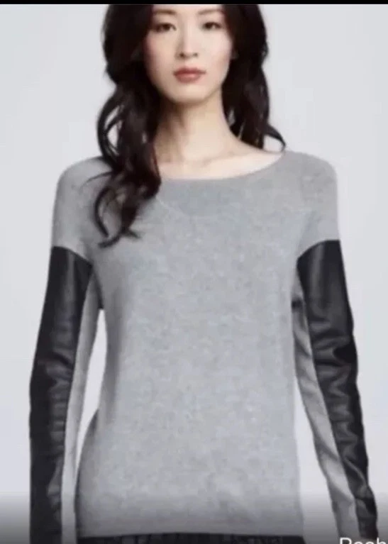 Blusa suéter AIKO couro e algodão e cashmere Anthropologie ModCloth Kwan M - Imagem 4 de 4