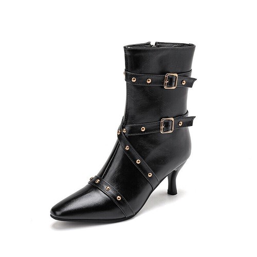 Nuevo Botines Británicos Remachazados Punta Punta Caballero Botas Hebilla Tacones Altos Botas - Imagen 17 de 23