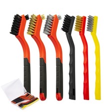 6Pcs Wire Brush Set, Stainless Steel/ Brass/ Nylon Bristle Yellow, Black