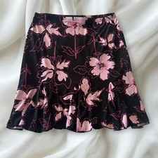 Y2K vintage black and pink floral flowy fairy skirt