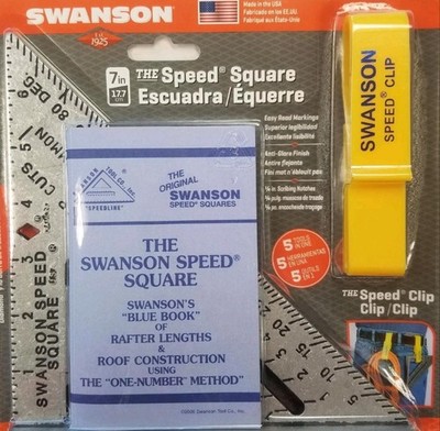 Swanson S0101-C Aluminum Speed Square with Clip 3/16 D x 7 L in.