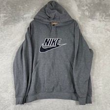 Vintage Nike Hoodie Mens XL Gray Embroidered Center Swoosh Logo Pullover Y2K