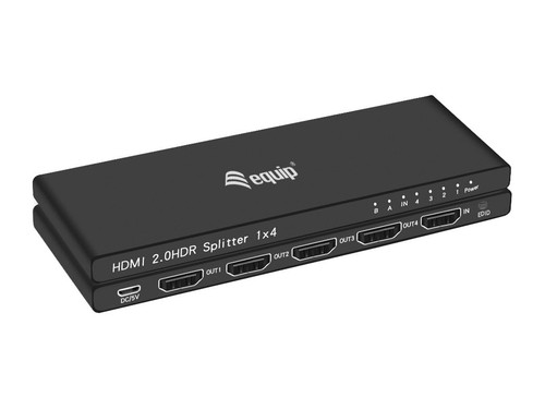 Equip 332717 HDMI Splitter 2.0 Ultra-Slim 4-Port Splitter Black - 第 2/8 張圖片