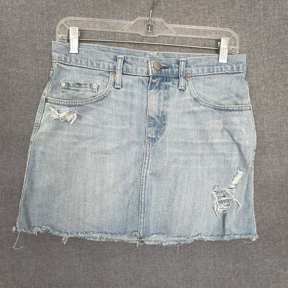 Nobody Womens 24 Distressed Denim Mini Skirt Beachy Casual Cowgirl Boho