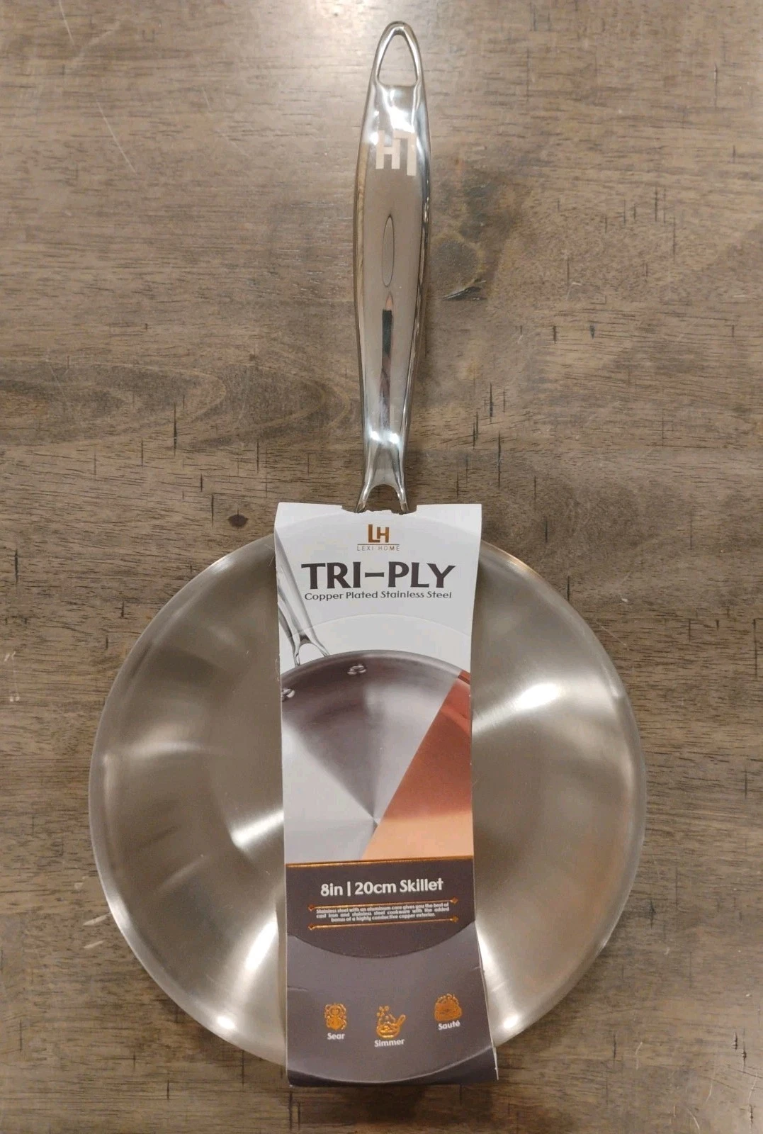 Lexi Home Copper Plated 8-inch Tri-Ply Stainless Steel Skillet Frying Pan