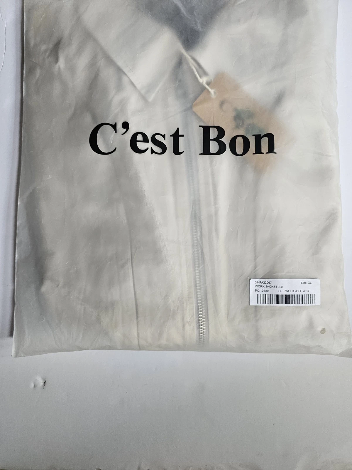 C'est Bon Work Jacket Off White Zip Up Men's SZ XL Urban Mod Work Chore Nwt  image 18