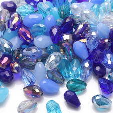 50PCS 10 15MM Teardrop Crystal Glass Beads for Jewelry Making, Blue Series Fac