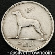 Ireland 🇮🇪 Eire 6 Pence 1964. KM#13a. Sixpence coin. Wolfhound. Irish Harp.
