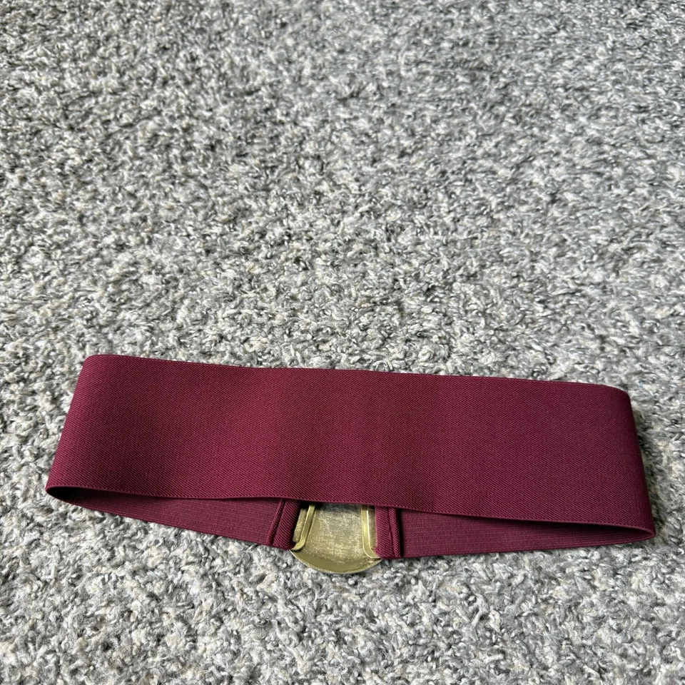 VTG Stretch Belt Burgundy Ornate Gold Buckle Dynasty Fashion Chic Classy XS/S - Image 3 of 4