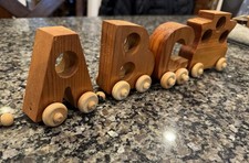 Vintage Wooden ABC Train Set  Handcrafted Toy  Nursery  Farmhouse D cor