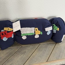POTTERY BARN KIDS CANDLEWICK TRUCKS SLEEPING BAG NAVY BLUE COZY TRAVEL OVERNIGHT