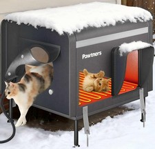 Heated Outdoor Cat House for Outside Cats, 19'' Large Insulated Weatherproof ...